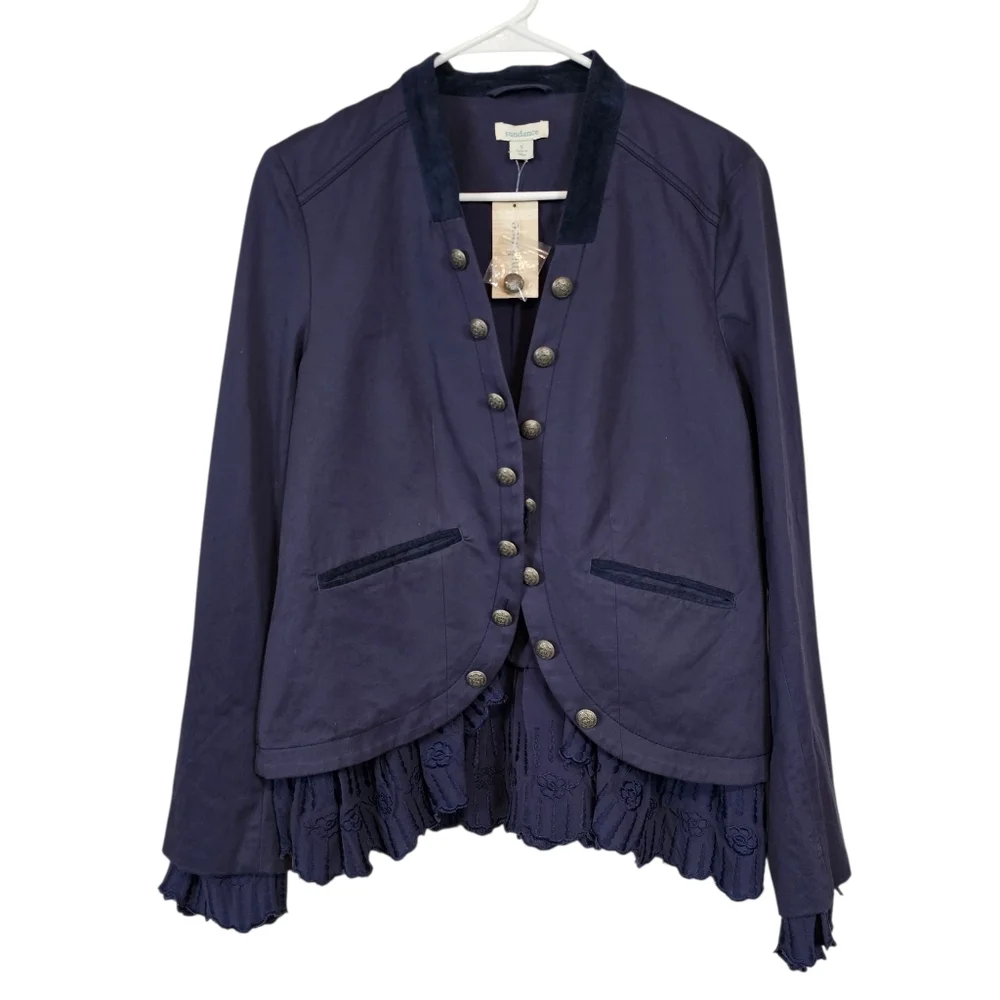 Sundance Caroline Ruffle Military Floral Ruffle Velvet Blazor Pirate Renaissance